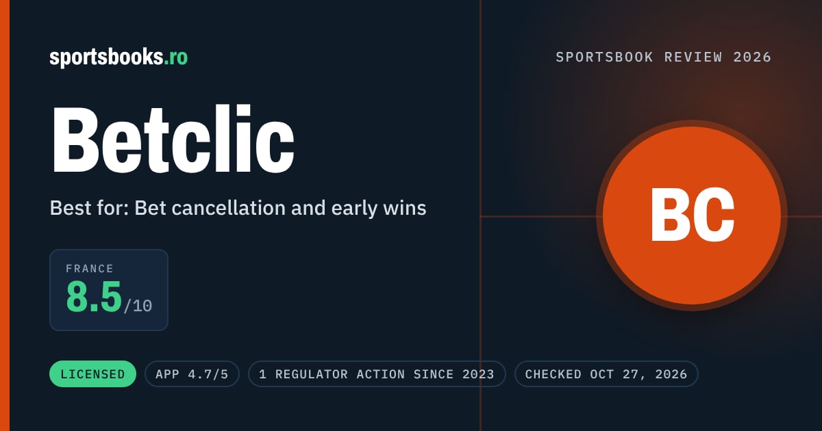 Betclic review summary: France 8.5 out of 10. Best for bet cancellation and early wins.
