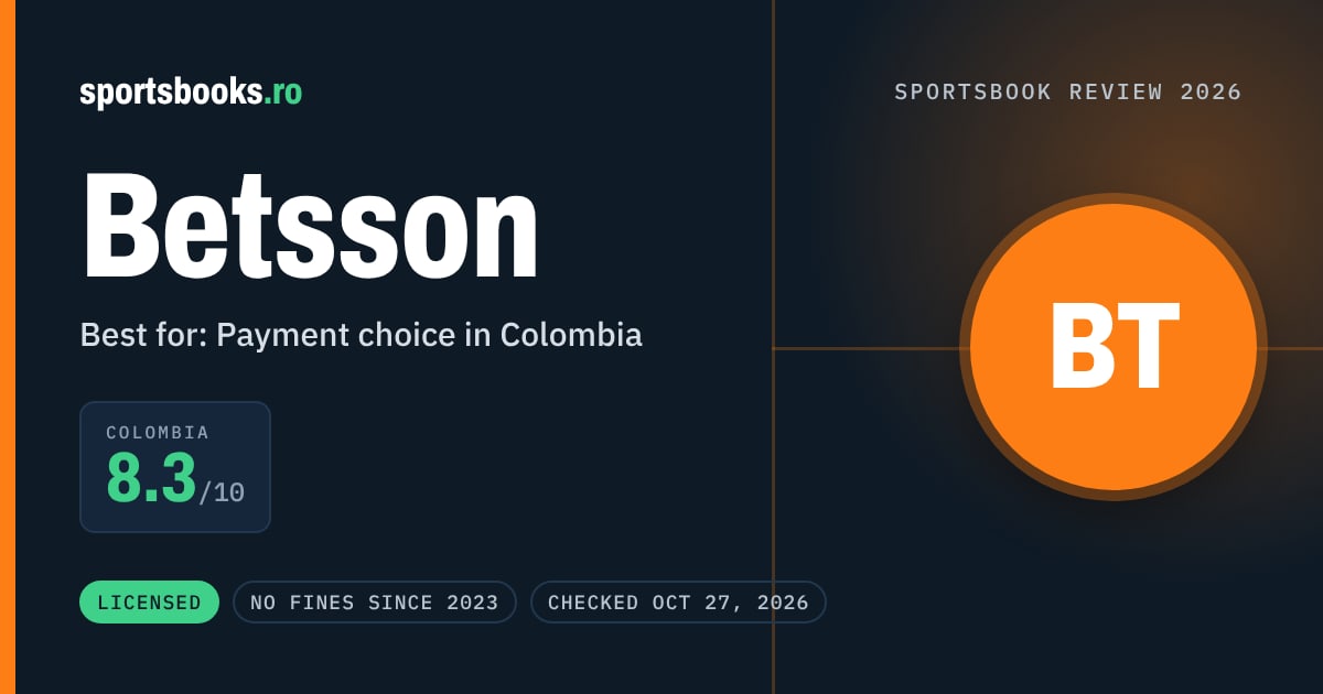 Betsson review summary: Colombia 8.3 out of 10. Best for payment choice in colombia.