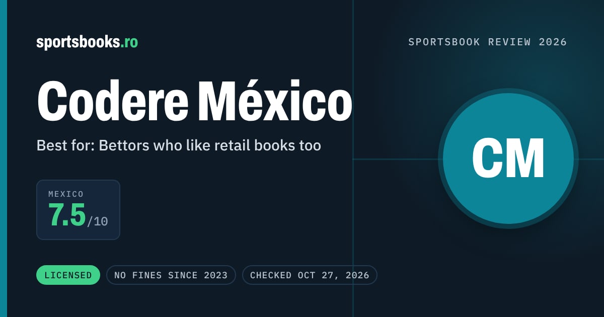 Codere México review summary: Mexico 7.5 out of 10. Best for bettors who like retail books too.