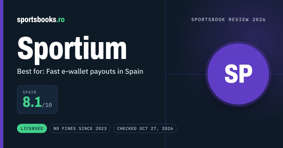 Sportium review summary: Spain 8.1 out of 10. Best for fast e-wallet payouts in spain.