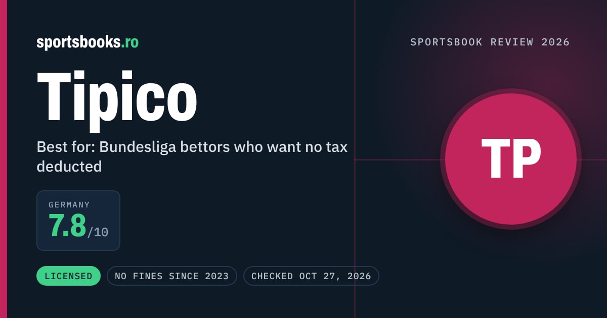 Tipico review summary: Germany 7.8 out of 10. Best for bundesliga bettors who want no tax deducted.